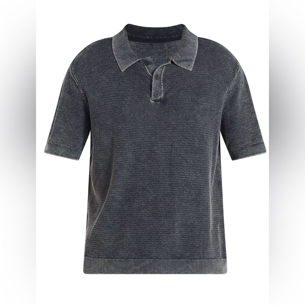 NWT No Boundaries Men’s Mesh Polo Sweater Gray Shadow Short Sleeve Cotton Size M